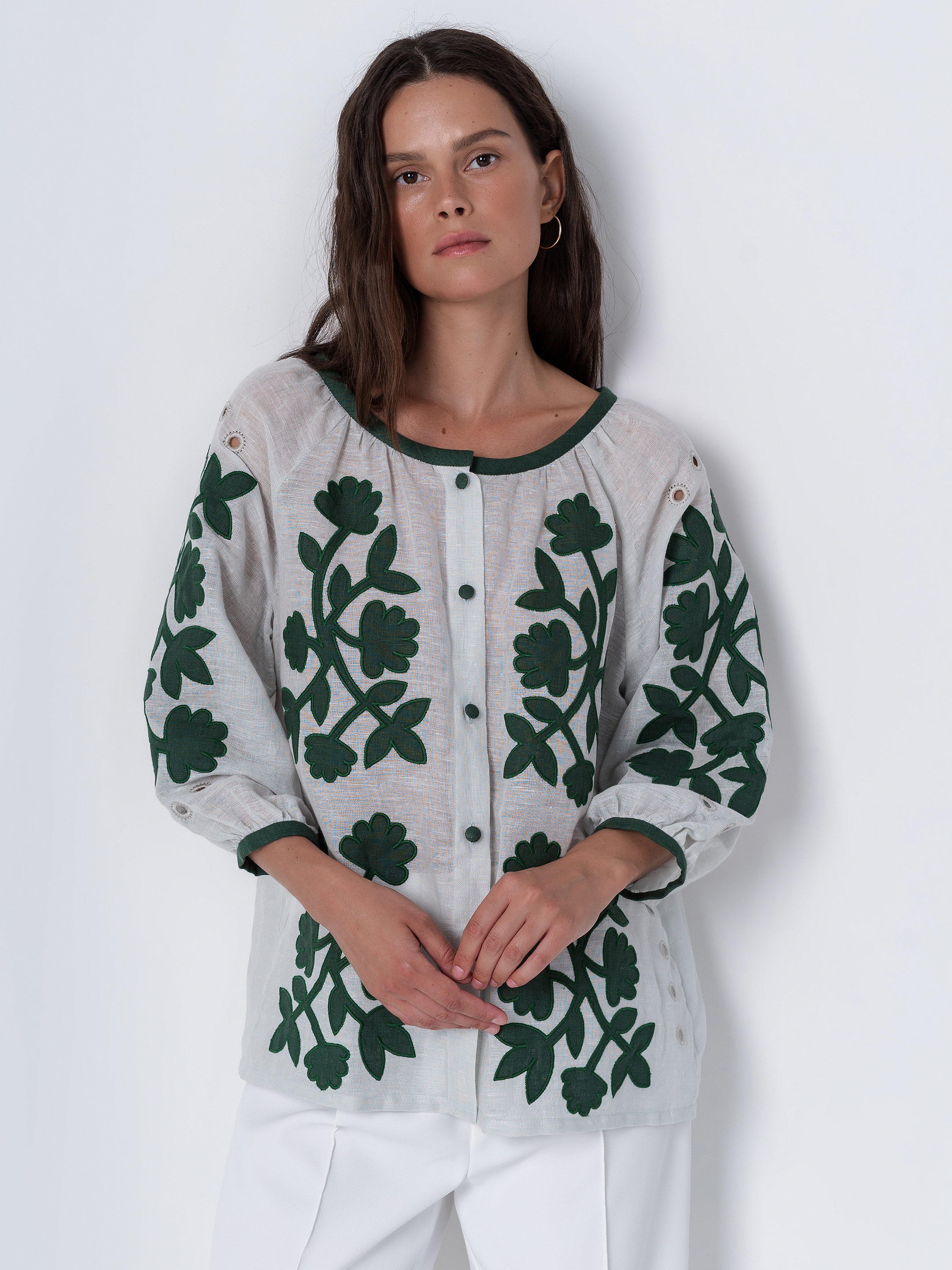 Лляна блузка з аплікацією Zagadka - фото 1