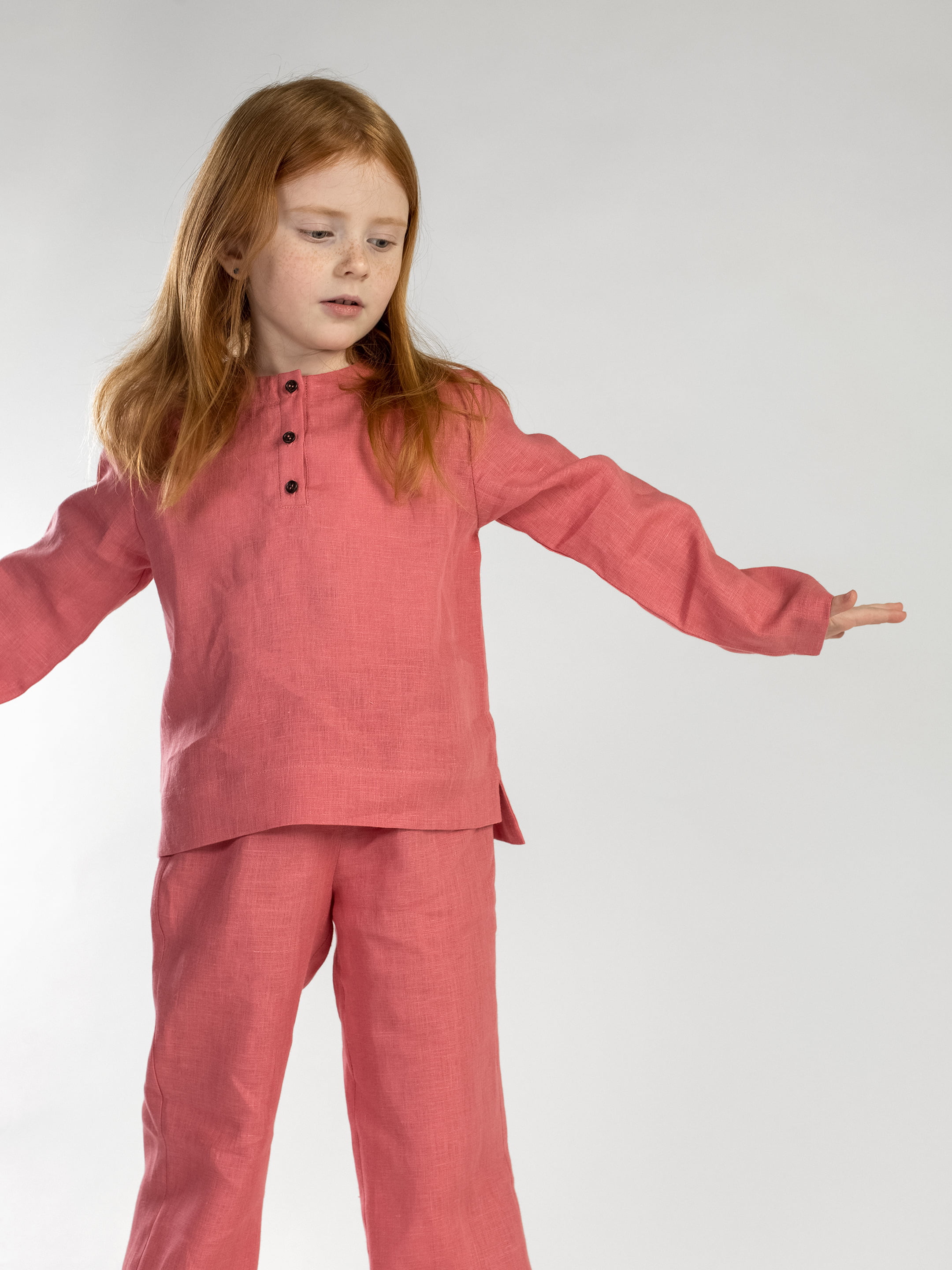 Лляна піжама для дівчинки Dobby Peach - фото 2