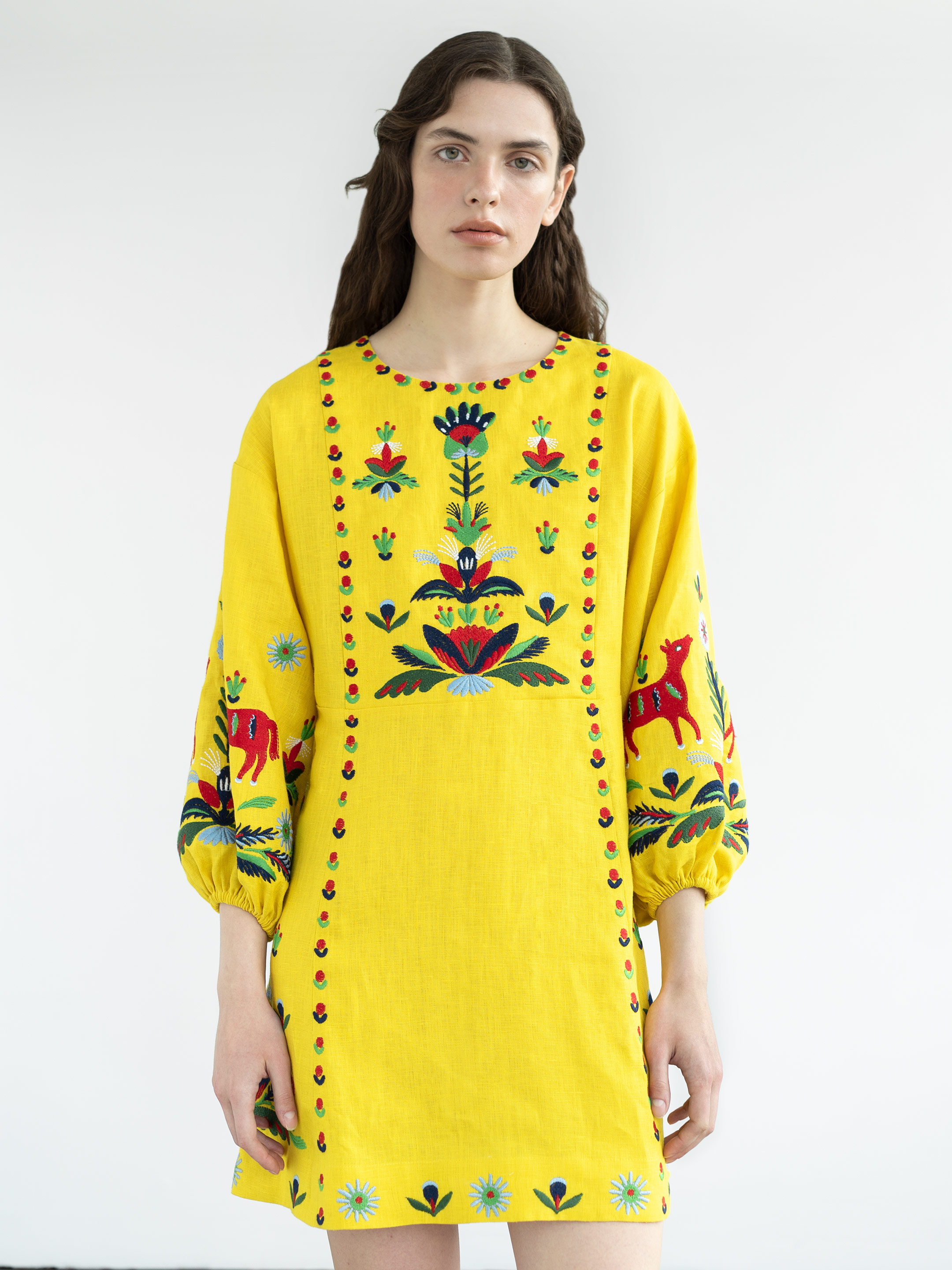 Жовта лляна сукня з вишивкою Prykhodko Yellow - фото 1