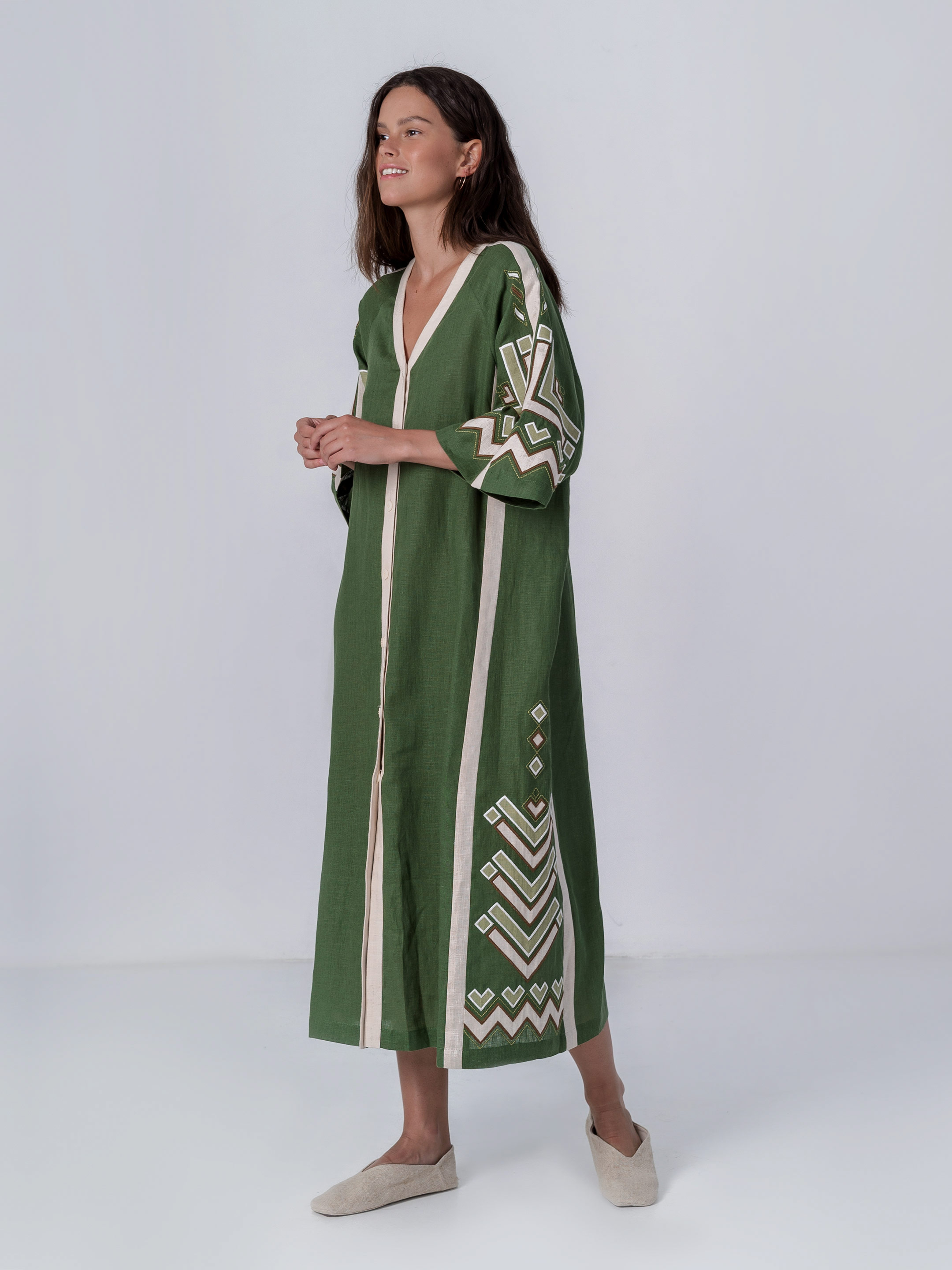 Зелена сукня з коротким рукавом Symwol - фото 1